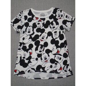 Disney Mickey Mouse Women's Shirt Medium All Over Faces Print Disneyland Shirt